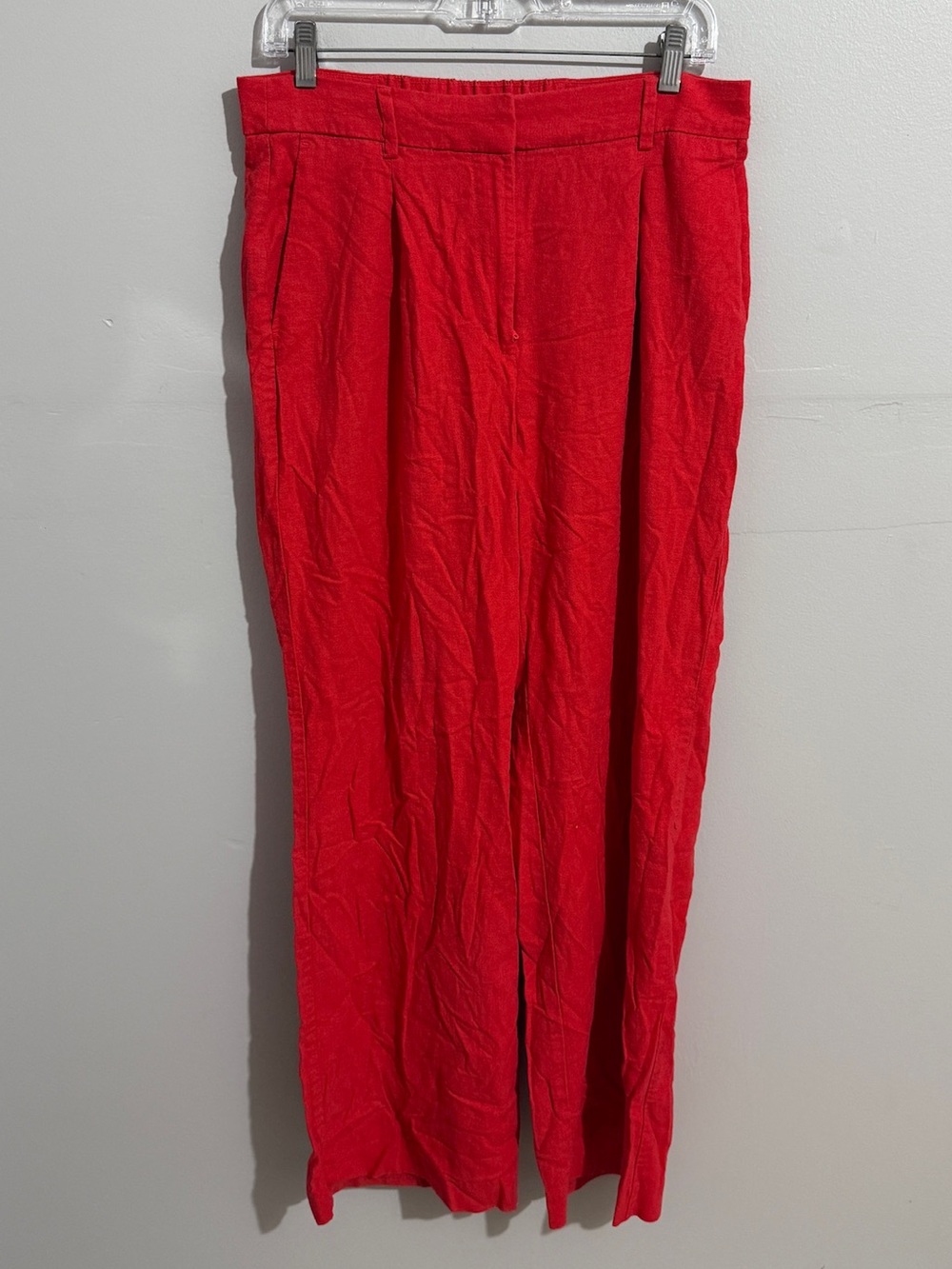 Old Navy Taylor Wide Leg Trouser Pants Pleated Womens M Red Extra High Rise - Picture 2 of 11